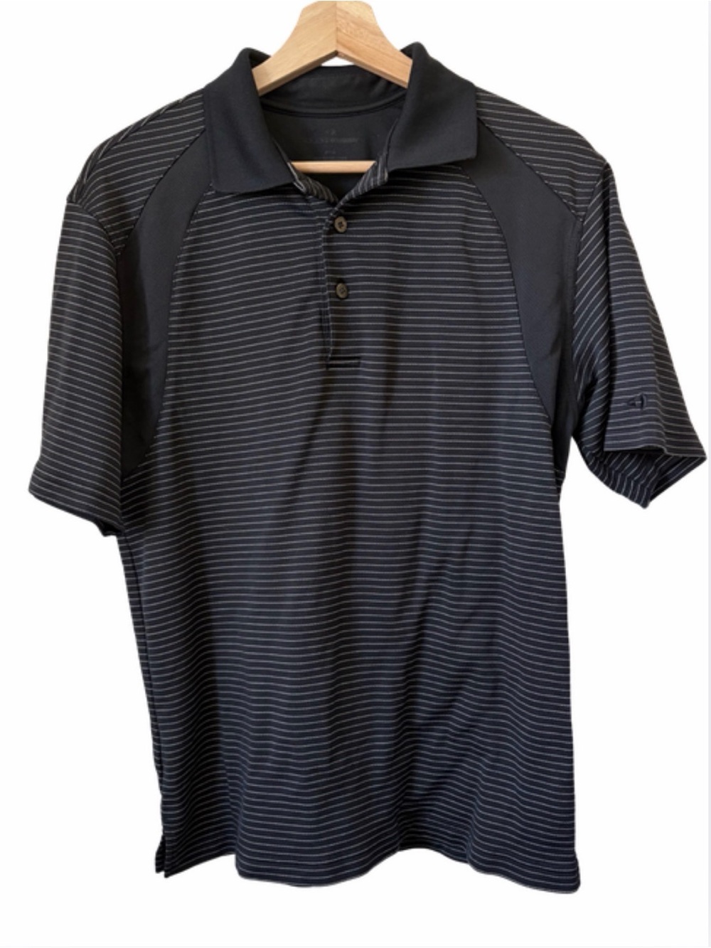 Grand Slam Medium Men's Black Striped Performance Polo Shirt